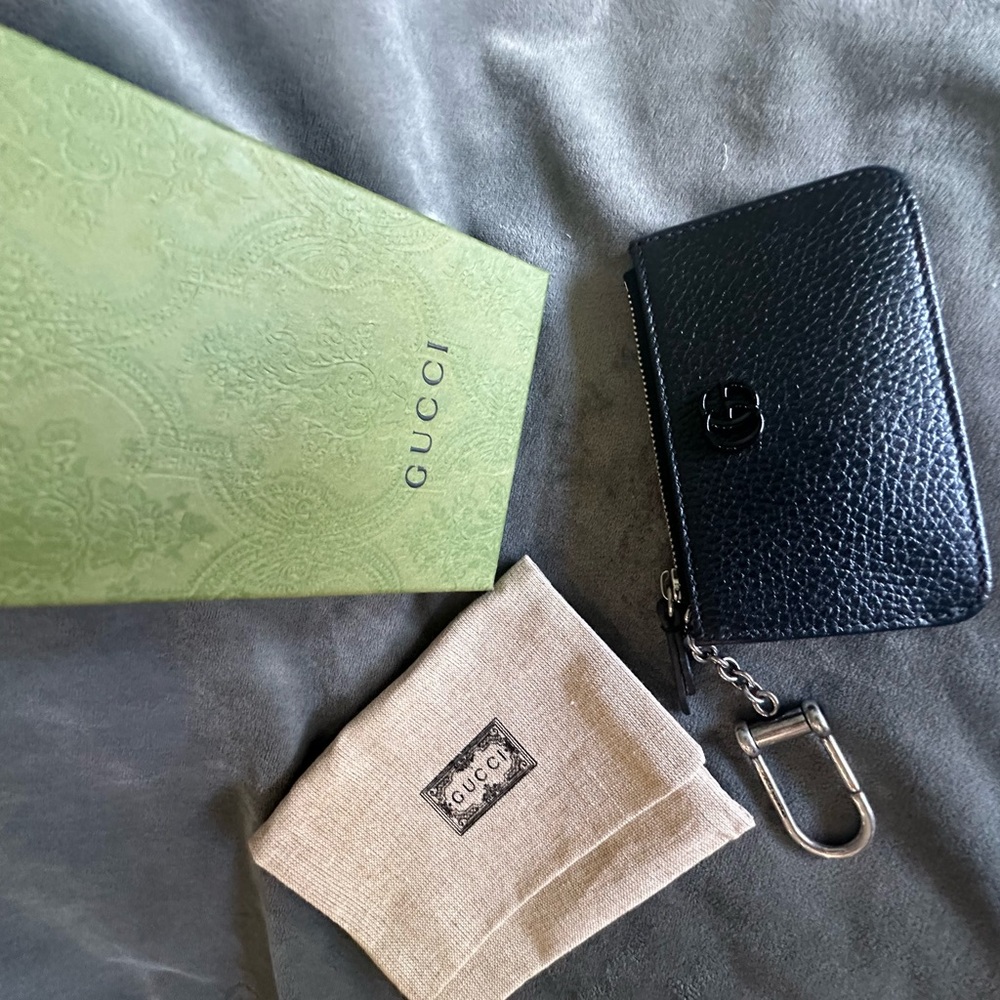 Gucci Black Textured Leather Key Case